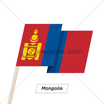 Mongolia Ribbon Waving Flag Isolated on White. Vector Illustration.