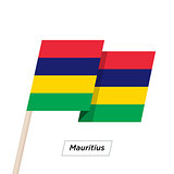 Mauritius Ribbon Waving Flag Isolated on White. Vector Illustration.