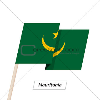 Mauritania Ribbon Waving Flag Isolated on White. Vector Illustration.