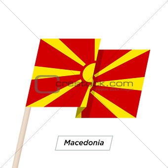 Macedonia Ribbon Waving Flag Isolated on White. Vector Illustration.