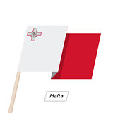 Malta Ribbon Waving Flag Isolated on White. Vector Illustration.