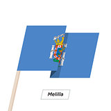 Melilla Ribbon Waving Flag Isolated on White. Vector Illustration.