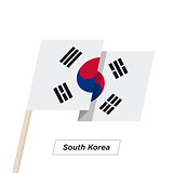 South Korea Ribbon Waving Flag Isolated on White. Vector Illustration.