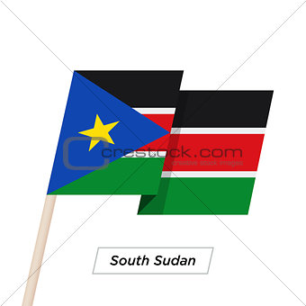 South Sudan Ribbon Waving Flag Isolated on White. Vector Illustration.