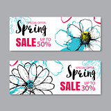 Spring sale banner template with colorful flower.Can be use vouc