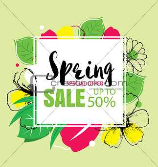 Spring sale banner template with colorful flower.Can be use vouc