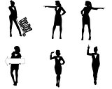 Six businesswoman silhouettes