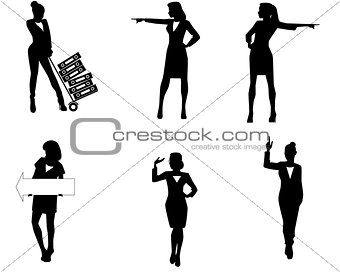 Six businesswoman silhouettes