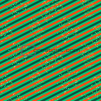 Diagonal red and green line pattern with glitter.