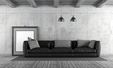 Concrete living room with sofa