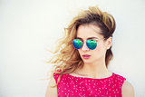 Portrait of Beautiful Fashion Woman in Sunglasses