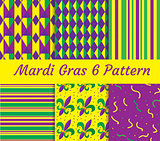 Mardi Gras seamless pattern set. Collection of digital paper, background, texture.
