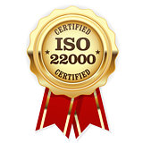 ISO 22000 standard certified rosette - Food safety management