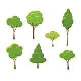Set of abstract stylized trees. Natural illustration