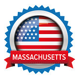 Massachusetts and USA flag badge vector