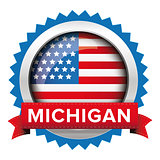 Michigan and USA flag badge vector