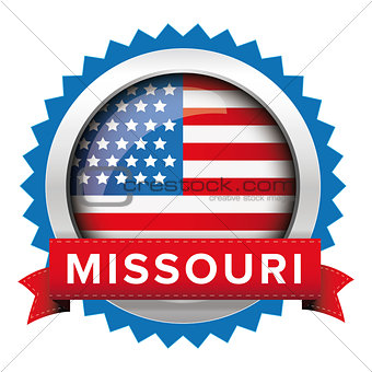Missouri and USA flag badge vector