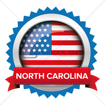 North Carolina and USA flag badge vector