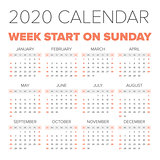 Simple 2020 year calendar