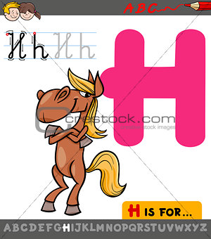 letter h with cartoon horse