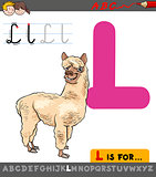 letter l with cartoon llama