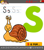 letter s with cartoon snail