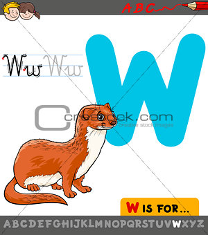 letter w with cartoon weasel