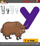 letter y with cartoon yak