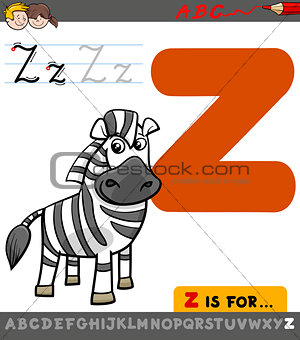 letter z with cartoon zebra