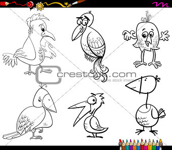 fantasy birds set coloring page