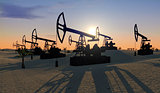 oil pumps in the desert  3D illustration