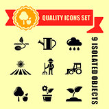 agriculture or garden icons with red tape