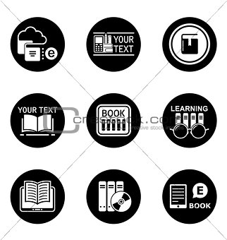 book learning concept round icons