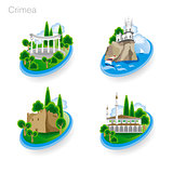 Landmarks of Crimea. Set of color icons