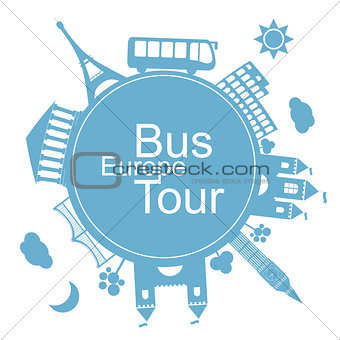 Europe bus tours design icon