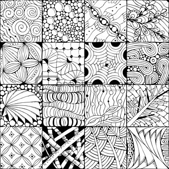 Hand drawn zentangle background for coloring pag