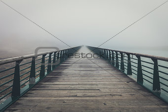 Fog on the jetty bridge of la Chaume