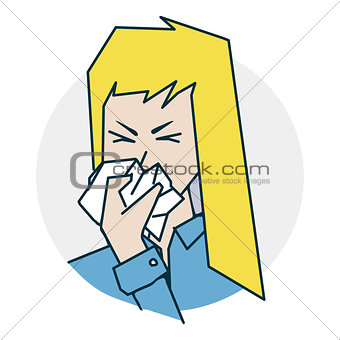The girl has a runny nose