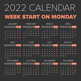 Simple 2022 year calendar