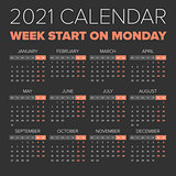 Simple 2021 year calendar