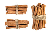 Cinnamon sticks isolated on white background with clipping path