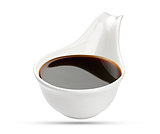 Soy sauce on white background, with clipping path