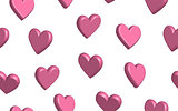 Seamless pattern hearts in 3D