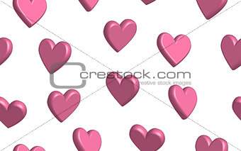 Seamless pattern hearts in 3D