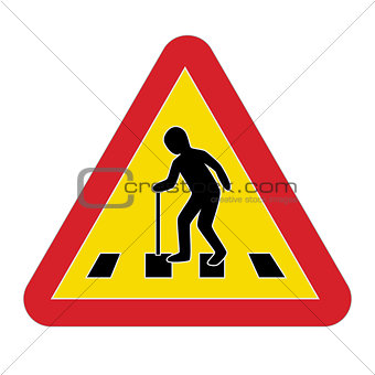 Traffic sign warning pedestrian elderly