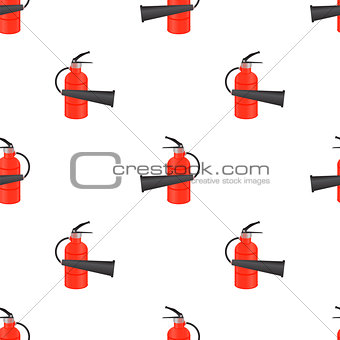 Red Metallic Extinguisher Seamless Pattern