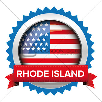 Rhode Island and USA flag badge vector