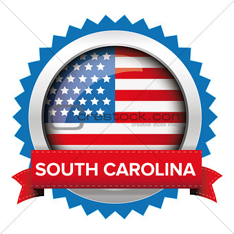South Carolina and USA flag badge vector
