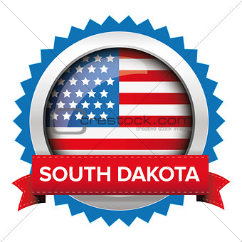 South Dakota and USA flag badge vector