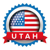 Utah and USA flag badge vector